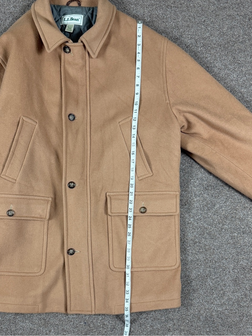 Vintage LL Bean Camel Tan Wool Chore Field Barn Jacket Men’s XL Quilt Lined 90s - Picture 6 of 7